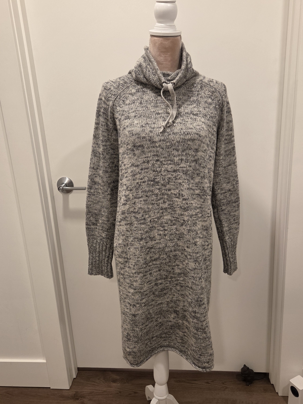 Athleta Traverse City Gray Marled Cowl-Neck Sweater Dress Medium